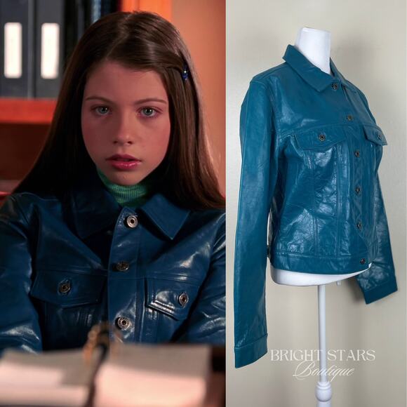 Rare Blue Teal Leather Jacket ASO Dawn Summers Buffy The Vampire Slayer Y2K - Picture 4 of 13